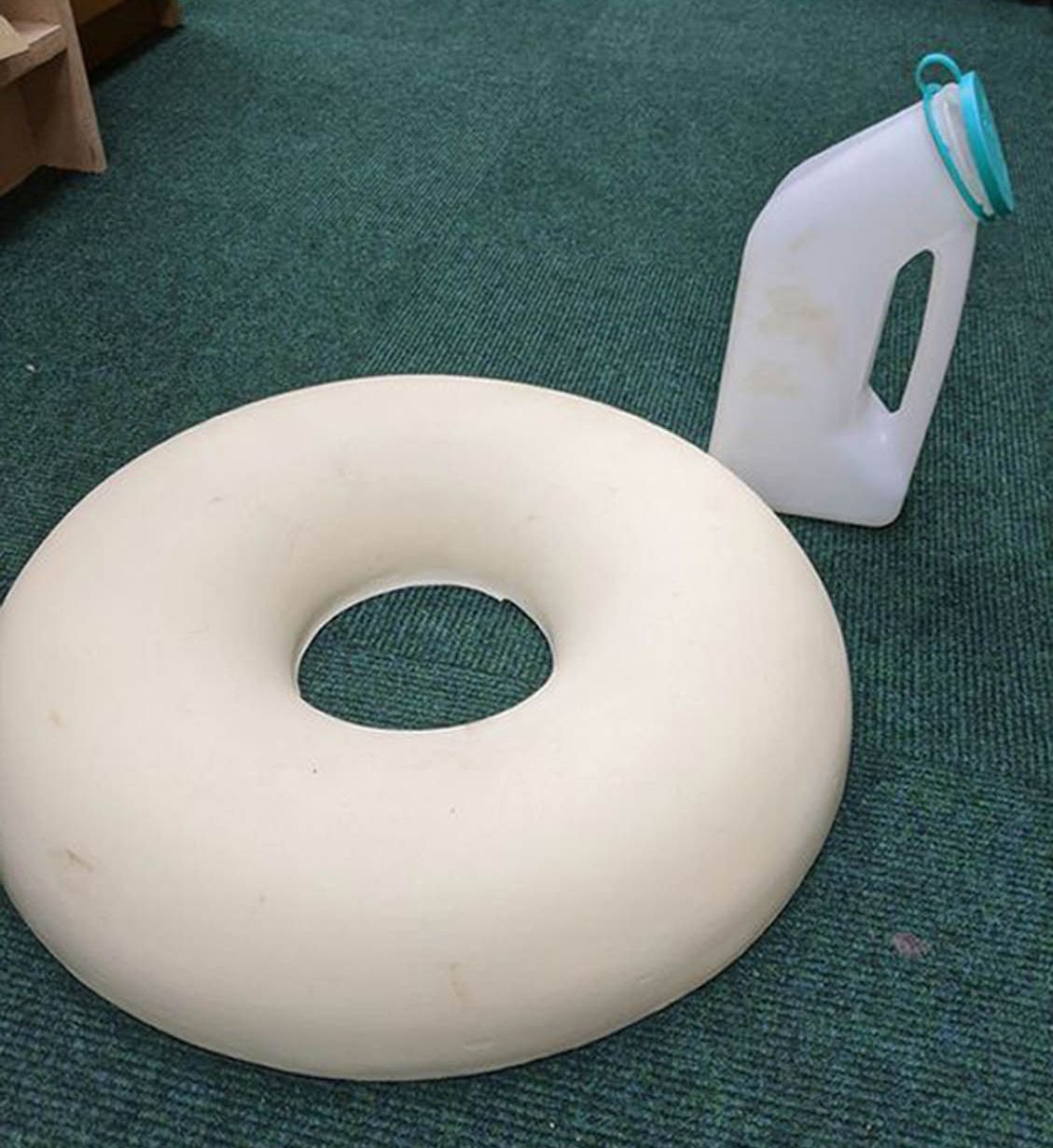 A haemorrhoid cushion that was handed into Barnardo's in Wolverhampton, one of the strangest items left by contributors at its stores.
