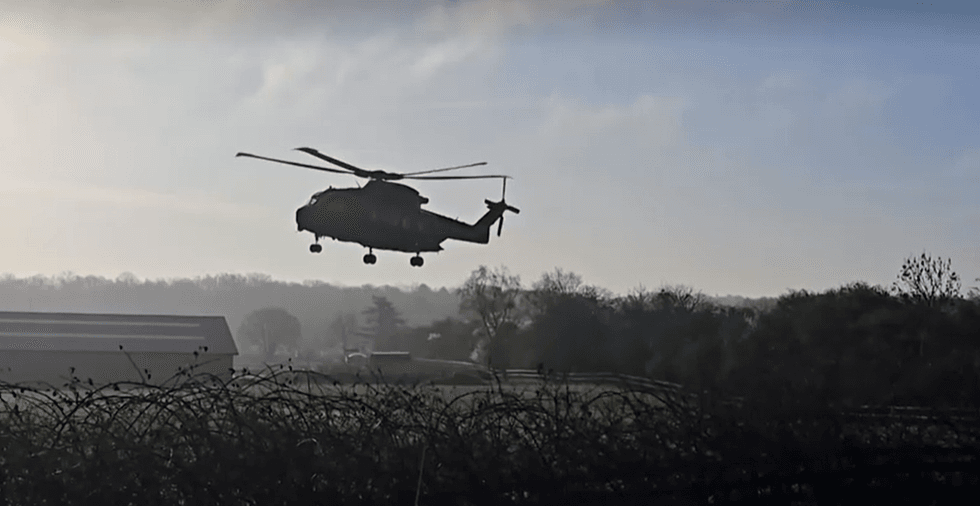 A helicopter landed near the crash site in northern Copenhagen