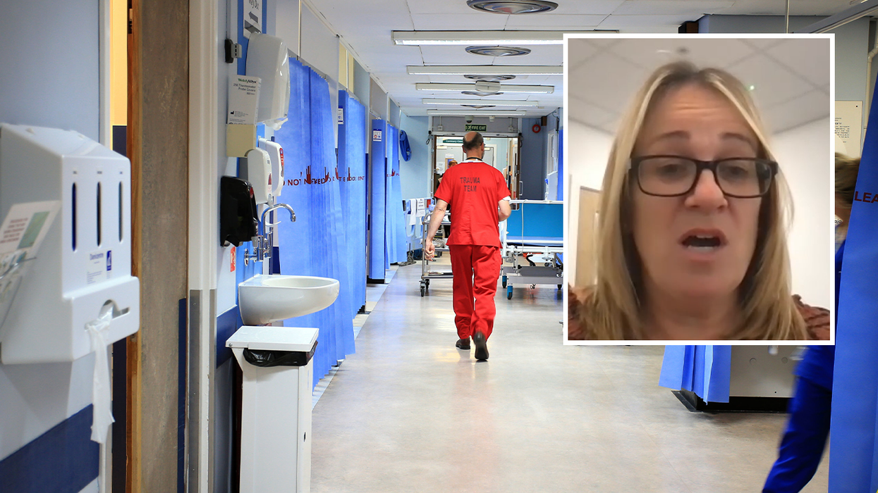 A hospital ward and Liz Darlison MBE