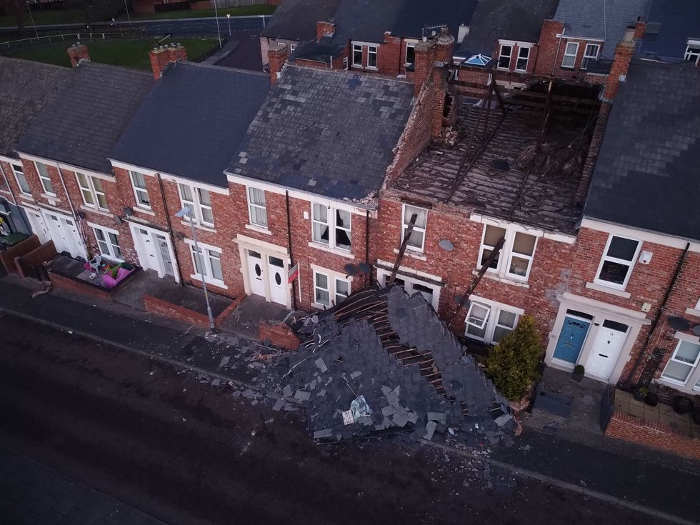 A house on Overhill terrace in Bensham Gateshead which lost its roof yesterday after strong winds from Storm Malik battered northern parts of the UK. Picture date: Sunday January 30, 2022.