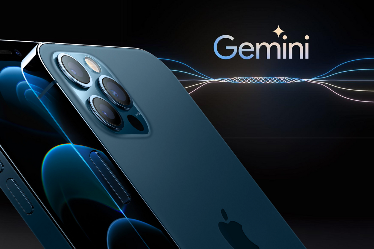 a iphone pro with the google gemini logo in the background 