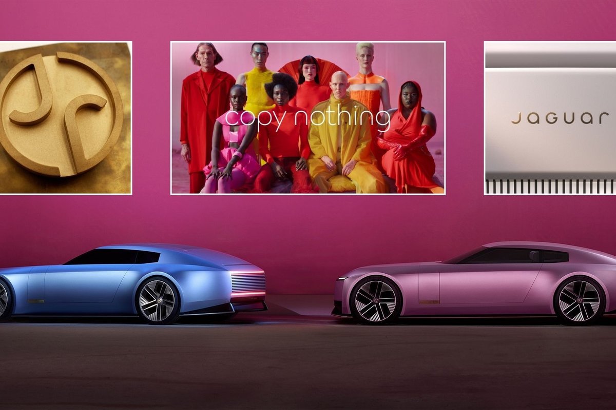 A Jaguar logo, the Copy Nothing advert and the new Jaguar Type 00 electric concept