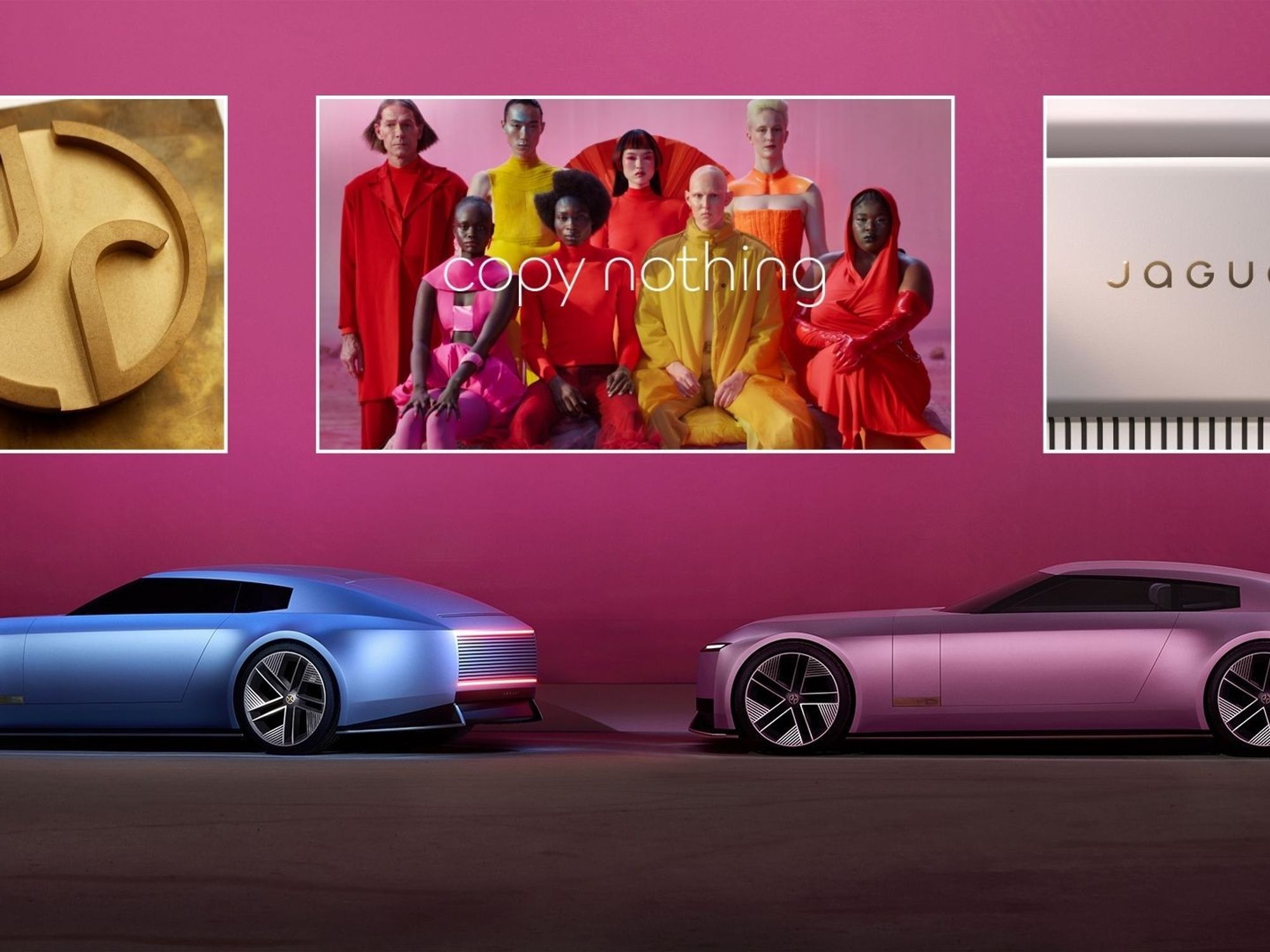 A Jaguar logo, the Copy Nothing advert and the new Jaguar Type 00 electric concept