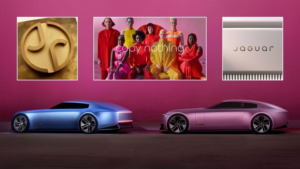 A Jaguar logo, the Copy Nothing advert and the new Jaguar Type 00 electric concept