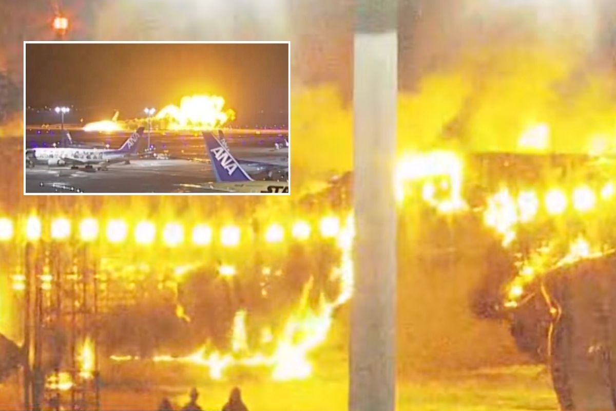 Japan Airlines plane fire: Jet goes up in flames on runway at Tokyo airport
