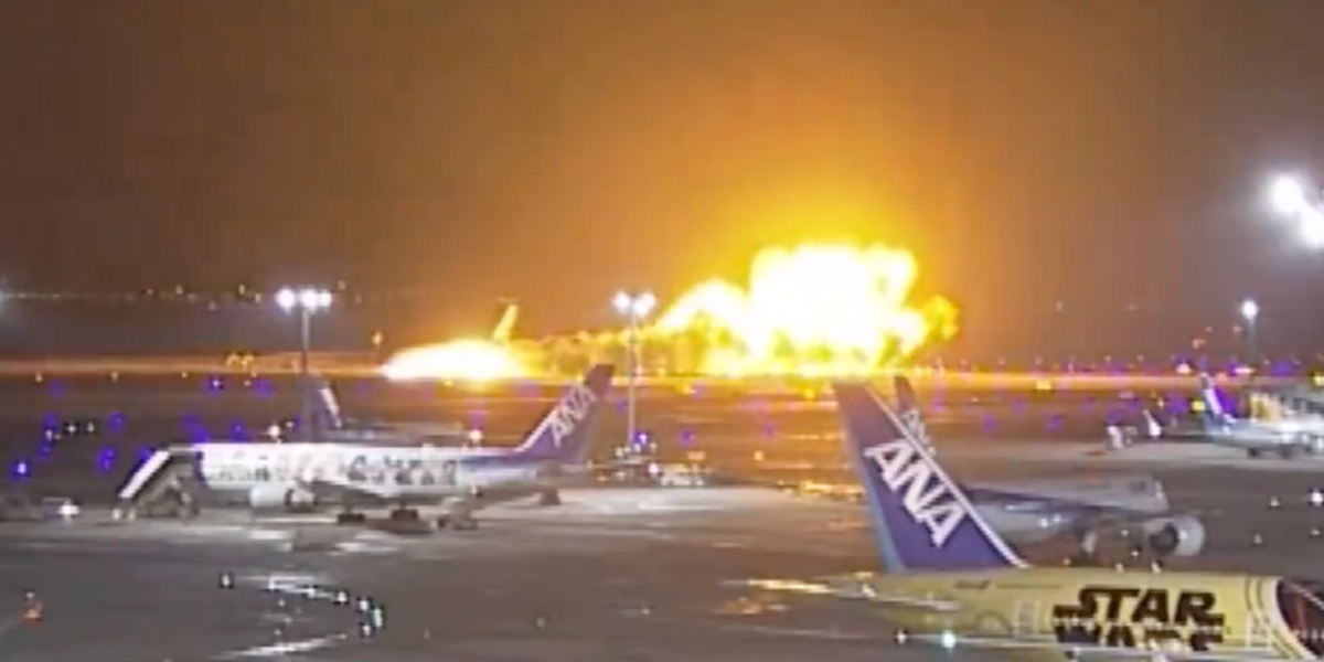 NextImg:Japan plane fire: Jet goes up in flames on runway at Tokyo airport