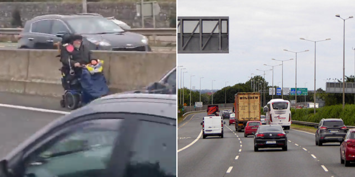 NextImg:Pensioner on electric wheelchair cruises wrong way down busy motorway leaving drivers bewildered