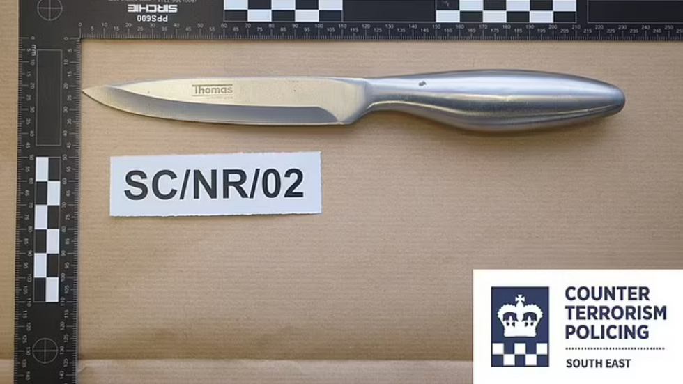 A knife found in Nathan Ruth's bag when he was arrested in 2022