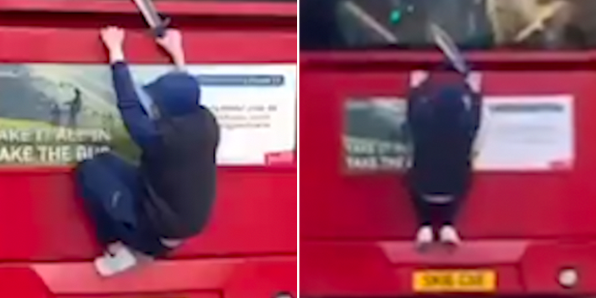NextImg:WATCH - Shocking moment knife-wielding 'bus surfer' rides through Brighton
