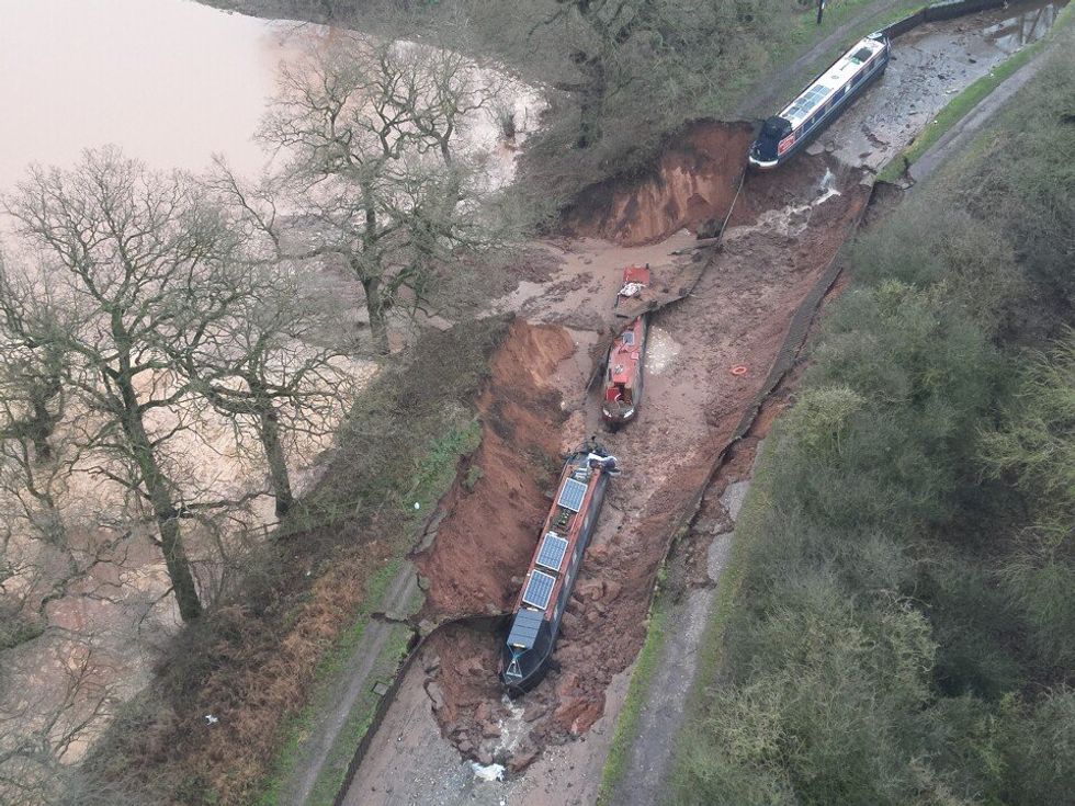 A landslide collapsed part of the canal