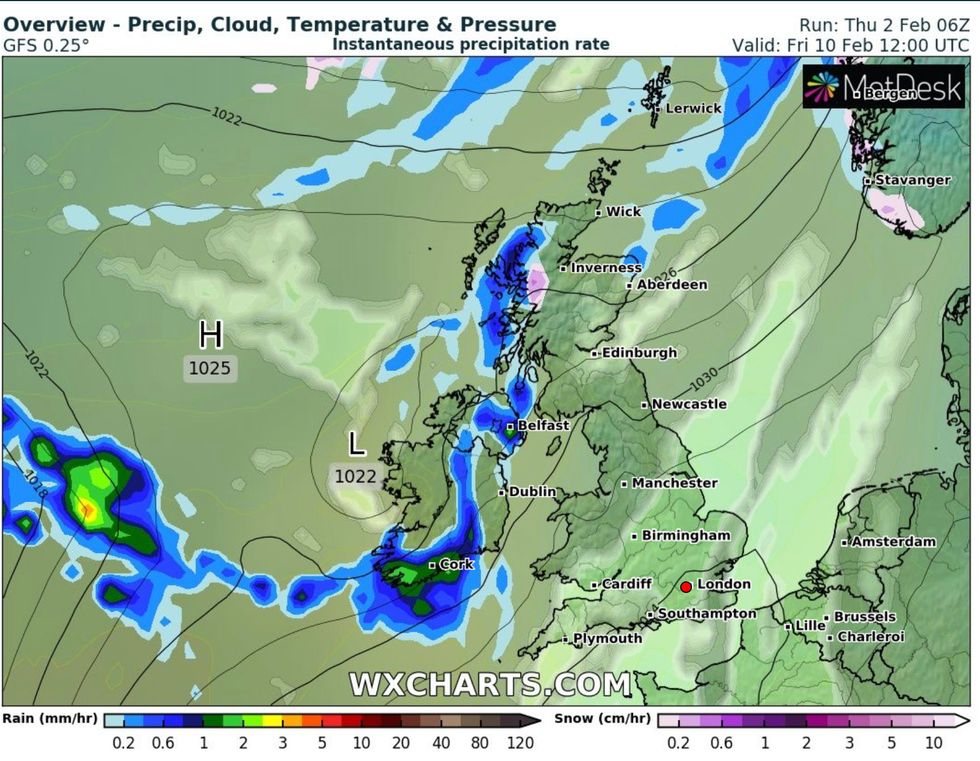 A large band of rain is expected to head towards Britain