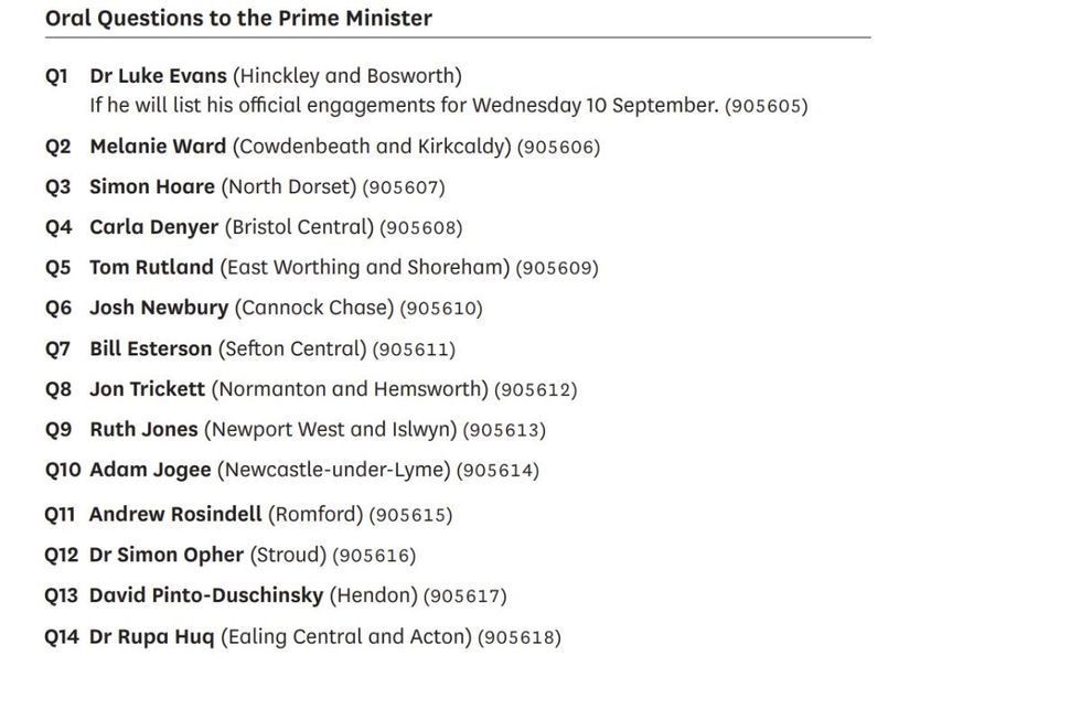 A list of MPs who will grill Sir Keir Starmer at midday