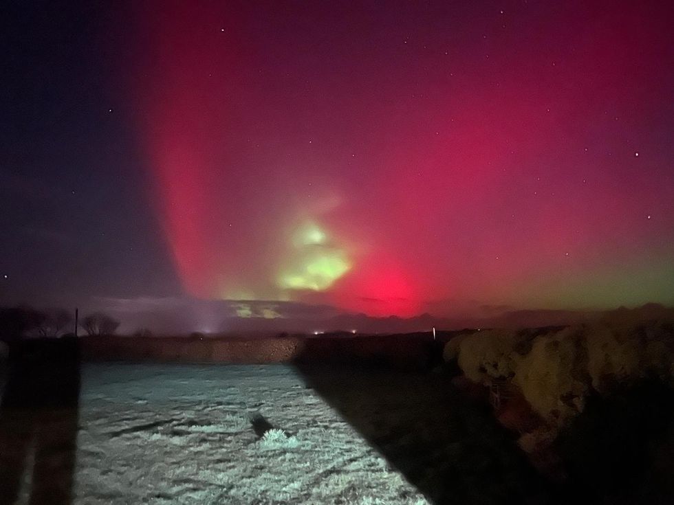 A long-exposure shot of the Northern Lights over Cornwall