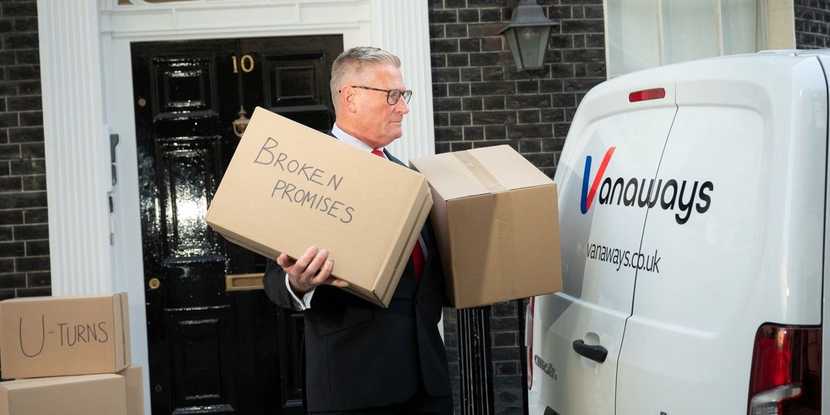 Keir Starmer brutally mocked for ‘broken promises’ and ‘Westminster chaos’ with moving van stunt Keir Starmer brutally mocked for ‘broken promises’ and ‘Westminster chaos’ with moving van stunt