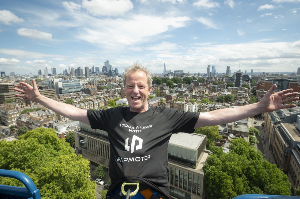 A man bungee jumping in London