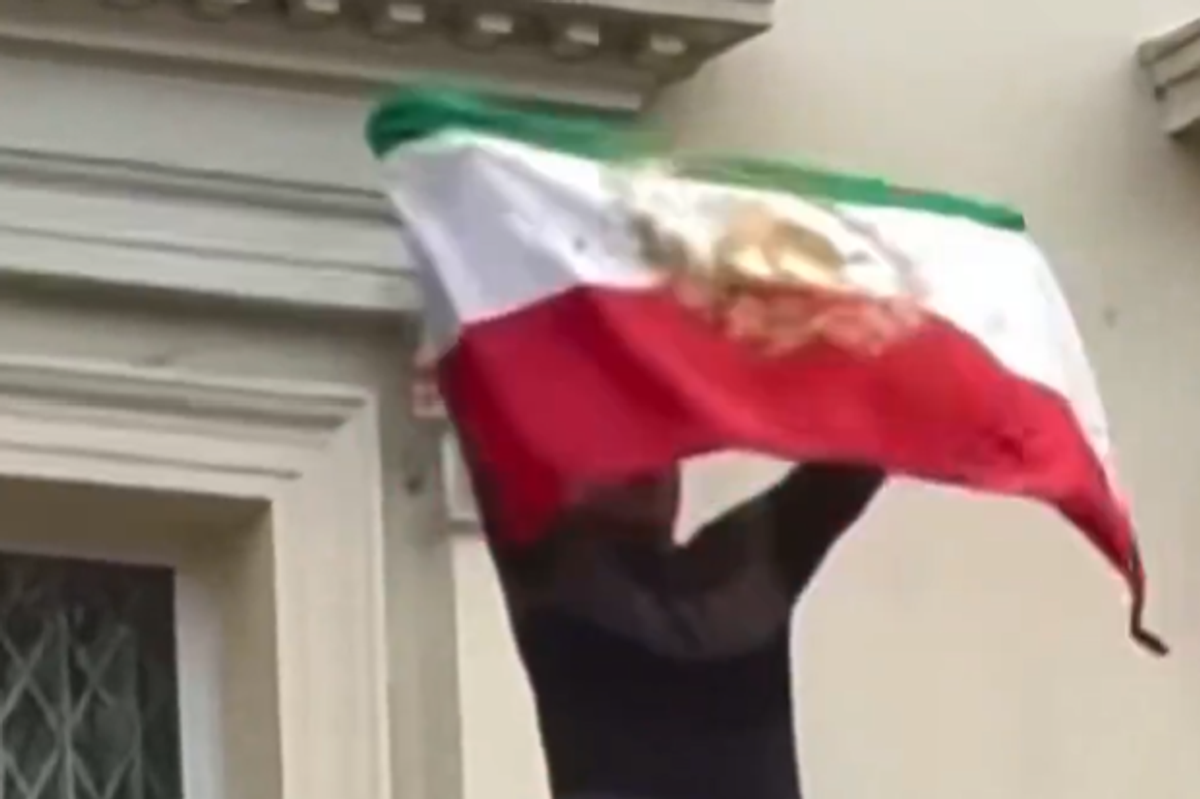 A man climbed on to the balcony