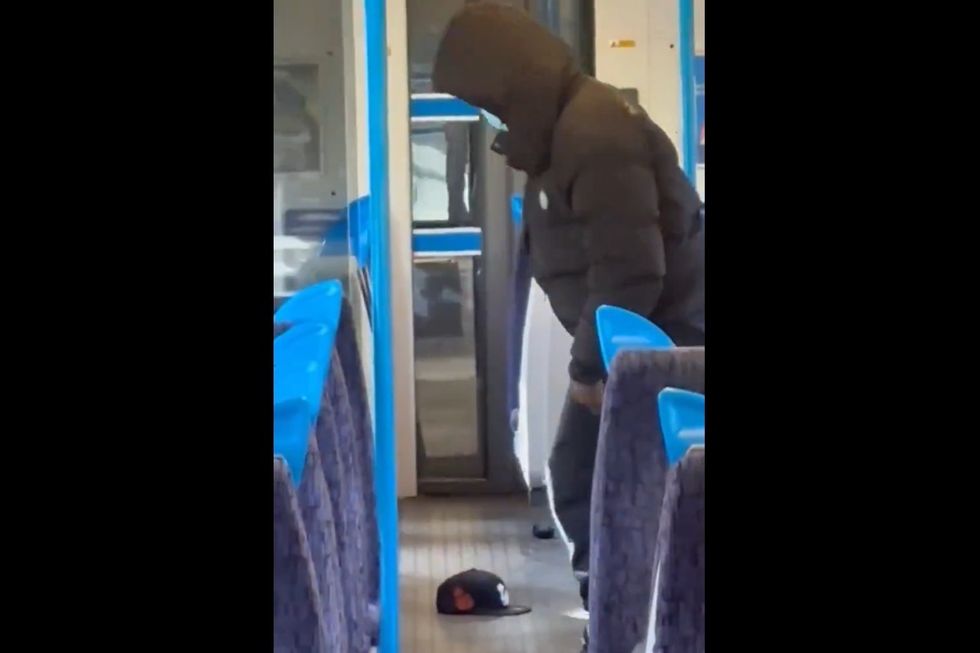 A man was seen wielding a knife on the train
