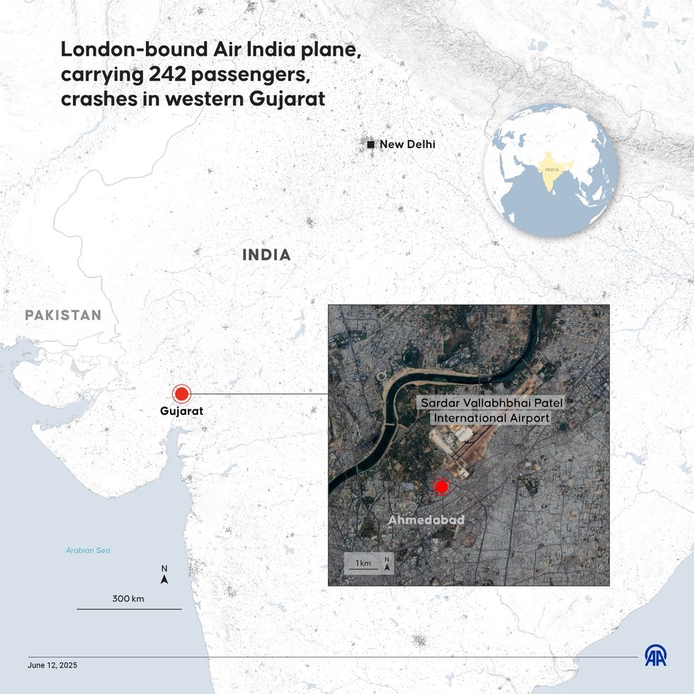 A map of the Air India crash
