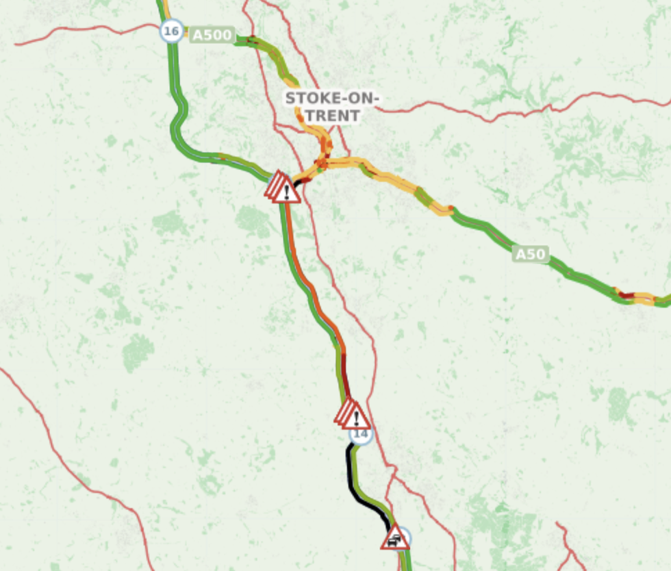 A map of the impacted parts of the M6