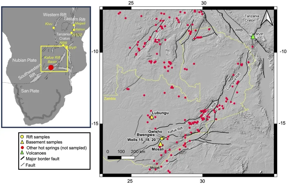 A map showing the Kafue Rift in Zambia