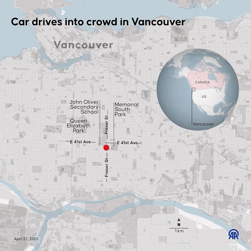 A map showing the location of the incident