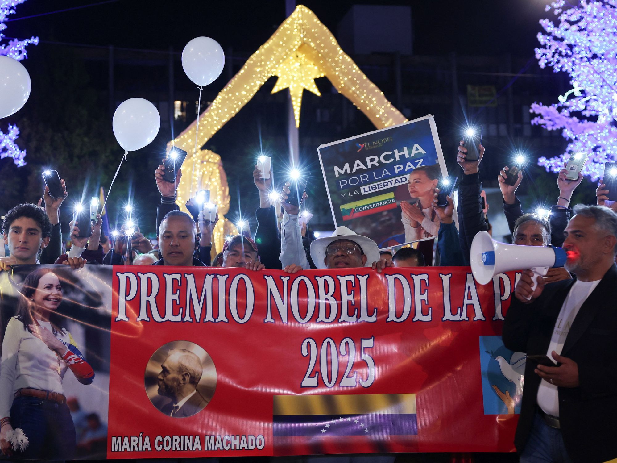 A march in support of Ms Machado