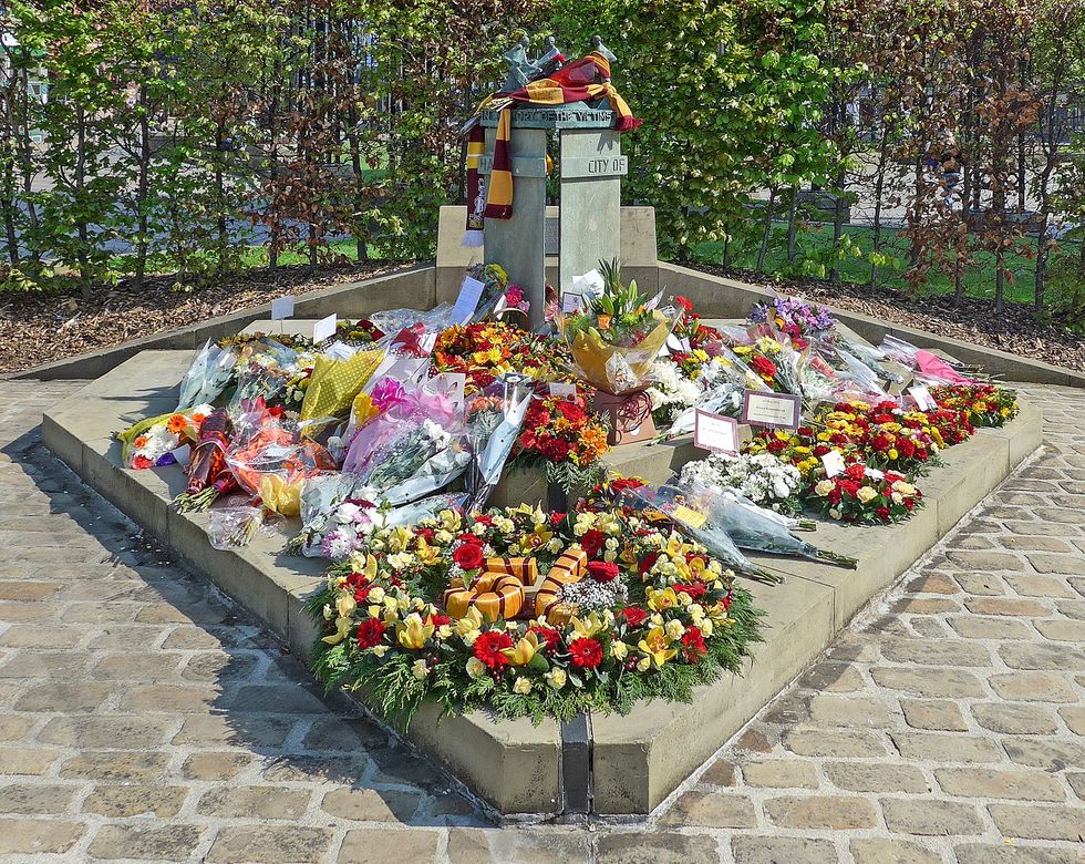 A memorial to the victims of the Bradford City fire