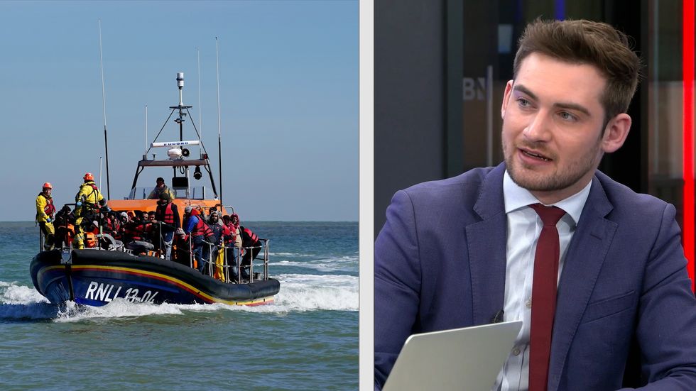 A migrant boat and Tom Harwood