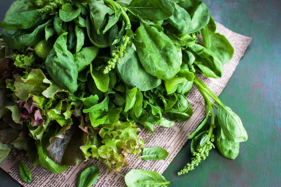 A mixture of rocket and spinach