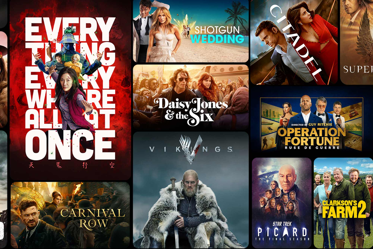 a montage of artwork of some of the biggest original shows and films on prime video in the UK  