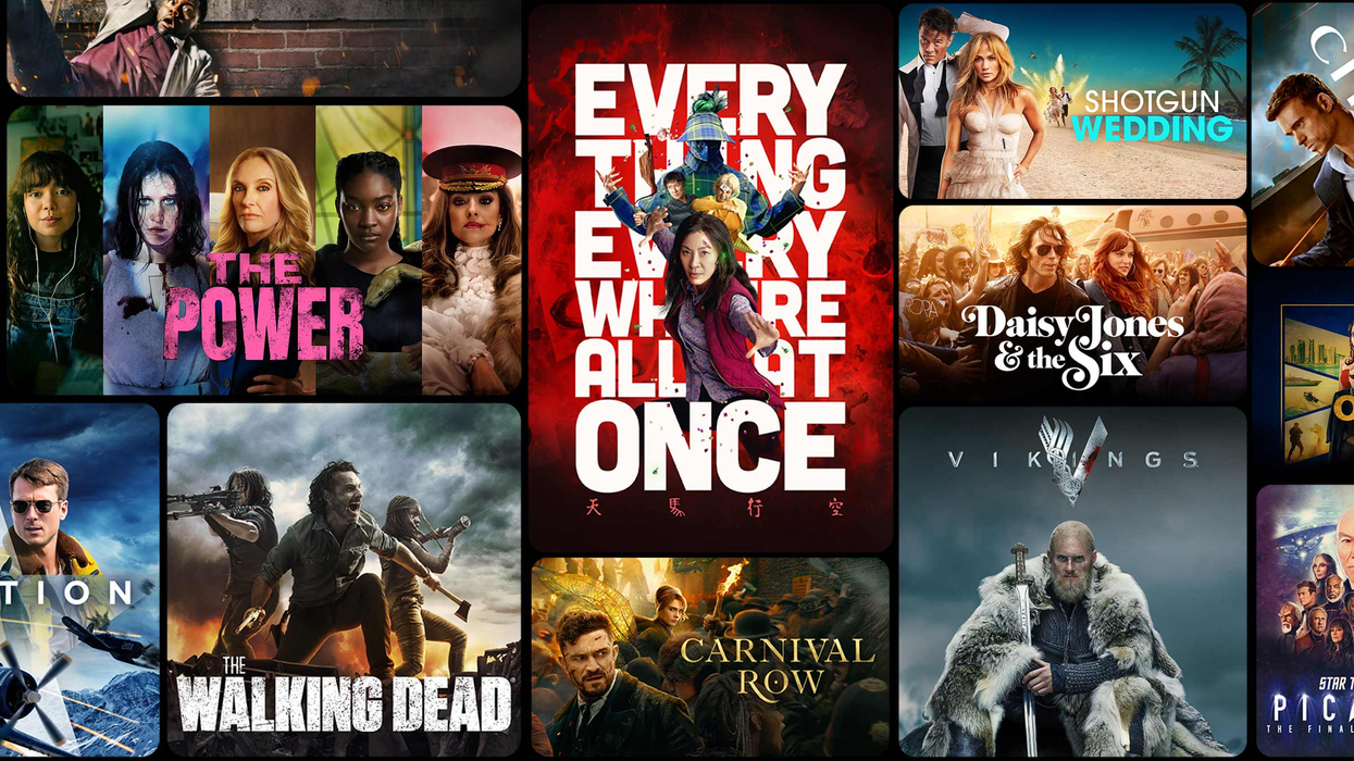 a montage of artwork of some of the biggest original shows and films on prime video in the UK