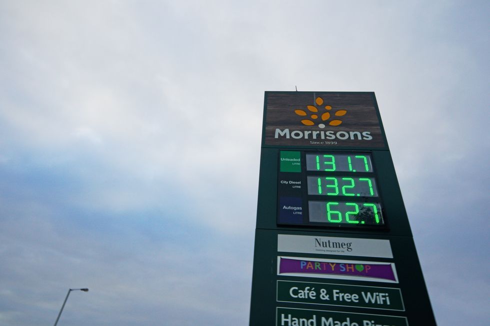 A Morrisons supermarket sign selling unleaded petrol at 131.7p per litre in Liverpool. Picture date: Thursday September 23, 2021.