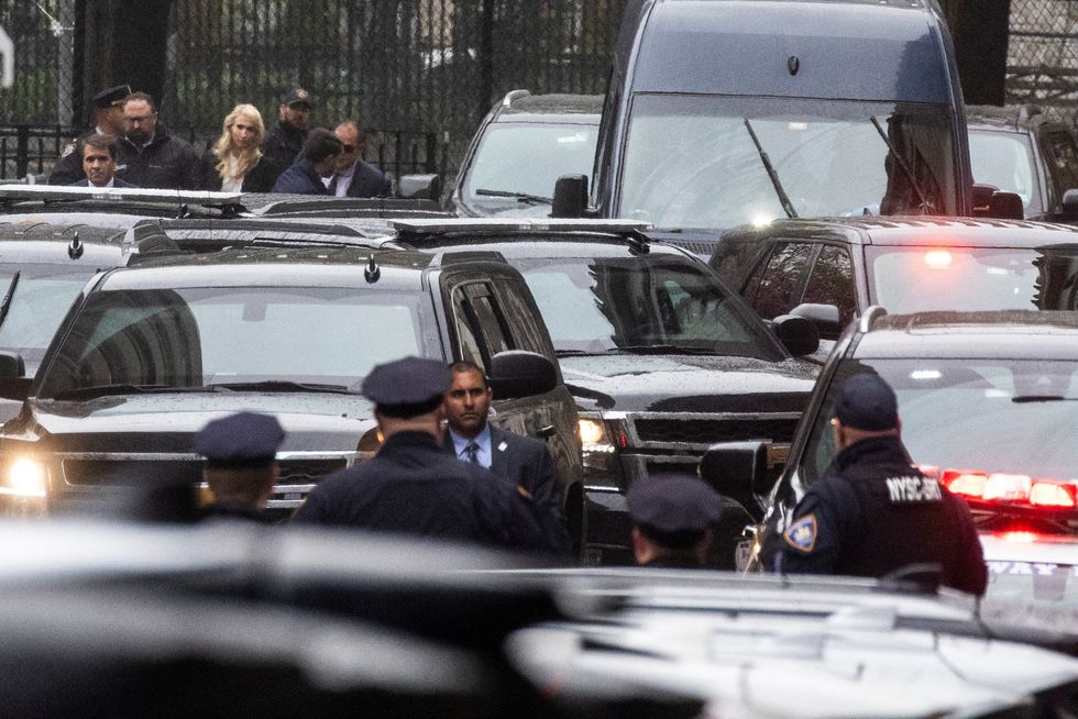 A motorcade carrying former President Donald Trump