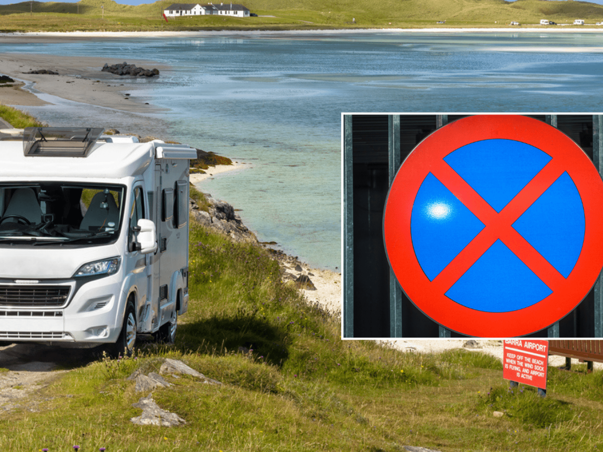 A motorhome and no parking sign