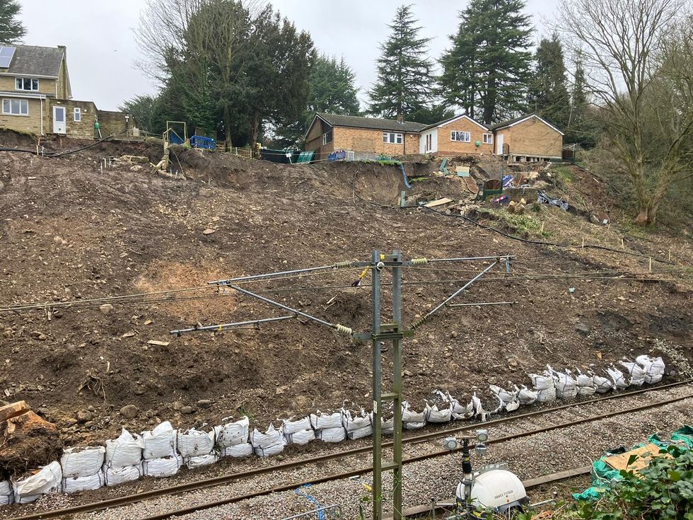 A mudslide has blocked a railway line