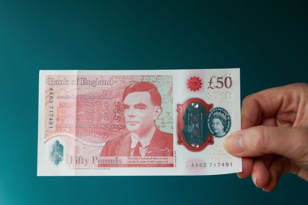 A new 50-pound banknote, featuring the image of World War II code breaker Alan Turing at Daunt Books