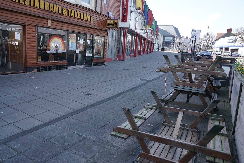 A normally busy Whitley Bay sea front shops and amusements, bars and restaurants almost empty due to the Coronavirus.