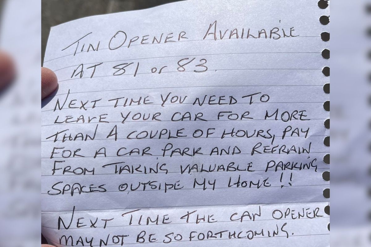 A note left on a car in Manchester