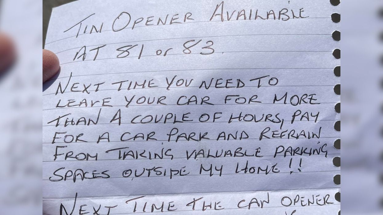 A note left on a car in Manchester