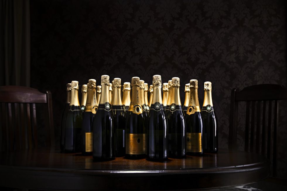 A number of champagne bottles