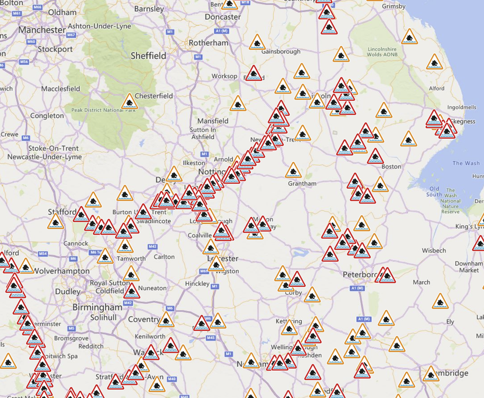 A number of flood alerts have been issued in Nottinghamshire