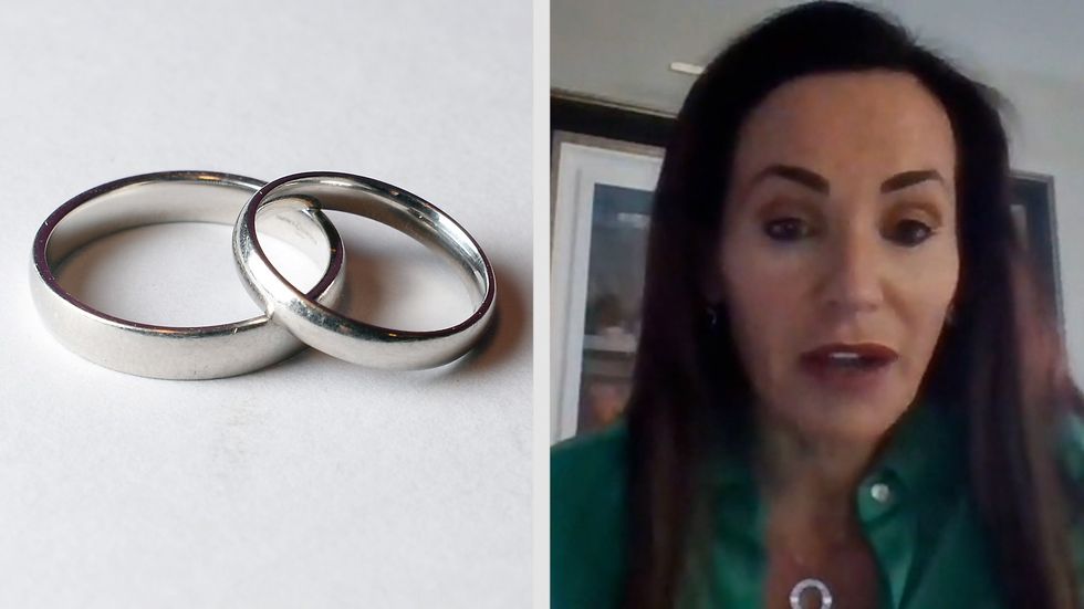 A pair of wedding rings and Amanda McAlister