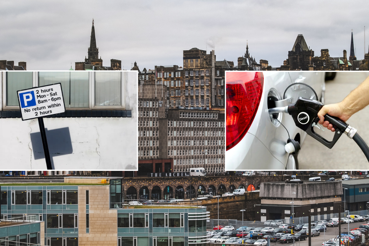 A parking sign, Edinburgh city centre and a diesel pump