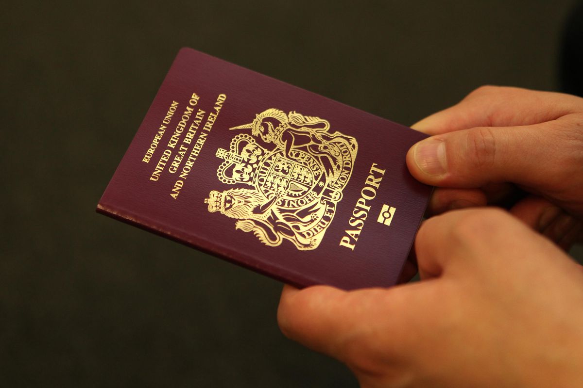 A passport from the counter of the London Passport Office