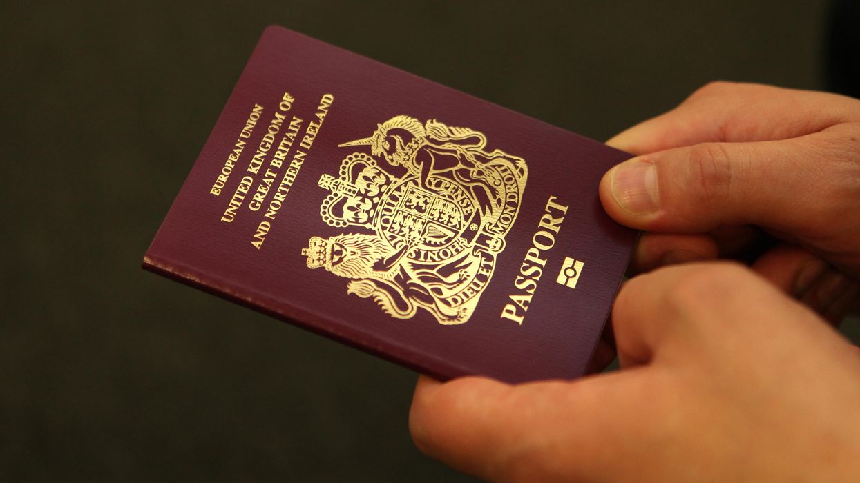 A passport from the counter of the London Passport Office