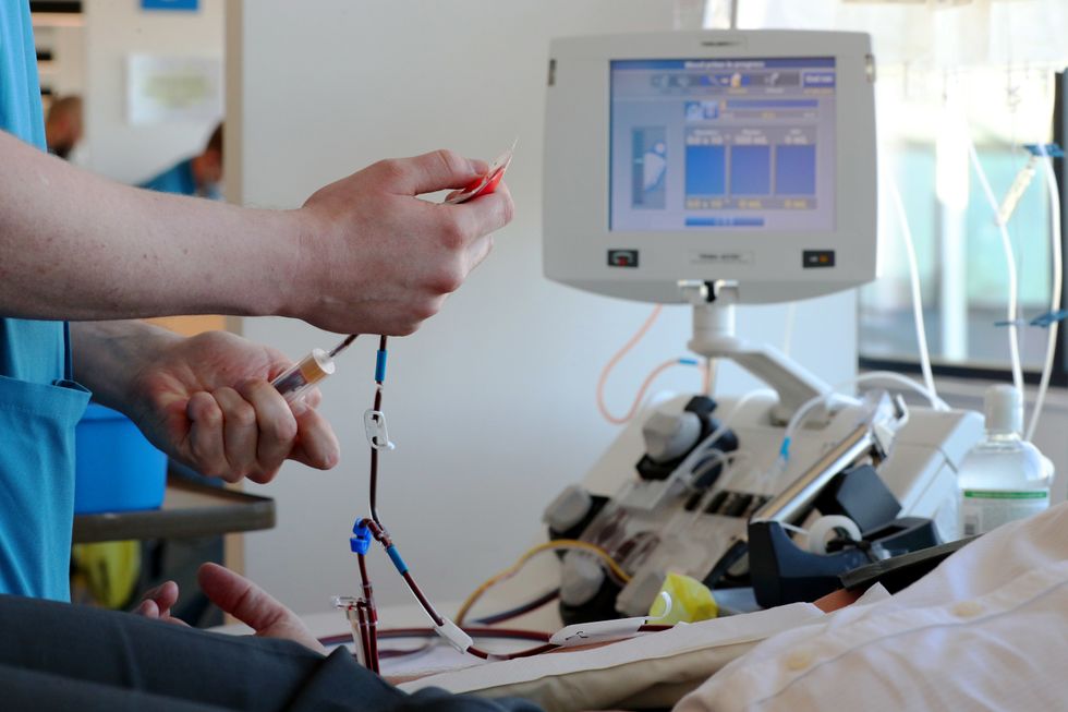 A person giving blood