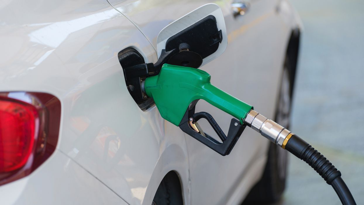A petrol pump in a car