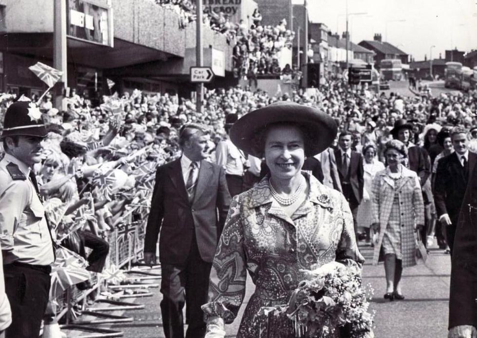 A photo of Queen Elizabeth II in Barnsley in the 1970s