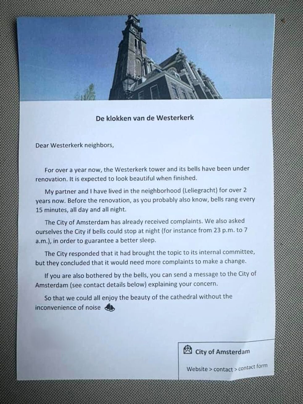 A picture of a letter to the City of Amsterdam
