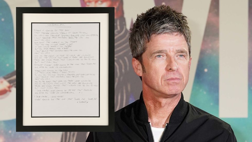 <p>A piece of paper with the lyrics of Wonderwall handwritten by Oasis star Noel Gallagher has fetched £46,875 at auction after it went under the hammer on Friday. </p>